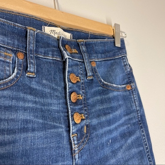 Madewell 10” High Rise Skinny Jeans Button Front Medium Hanna Wash Size 23 Women - Picture 7 of 12